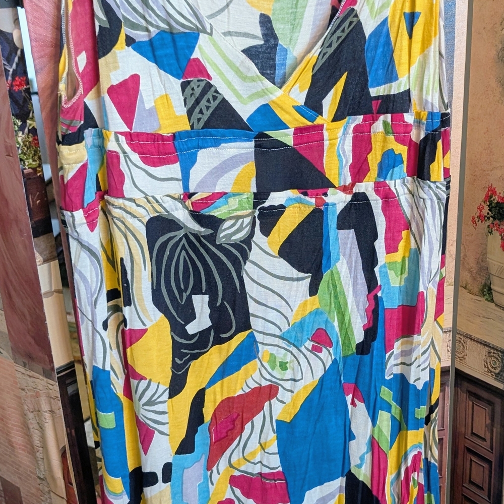 Colorful Abstract Print Midi Dress
